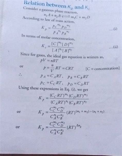 Relation between Kp and Kc Consider a gascous phase reaction, According.. - what affects kp and kc