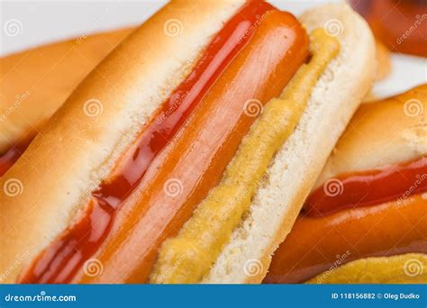 Hot Dogs stock photo. Image of dogs, ketchup, buns, junk - 118156882