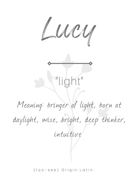 Lucy Name Meaning, Nursery Sign, Printable Baby Name Sign, Instant ...