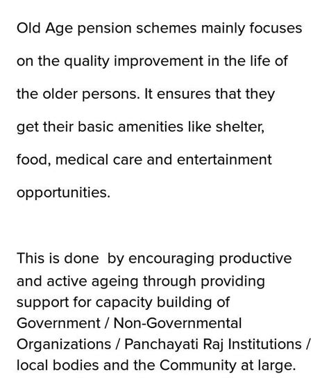 A pension scheme is implemented for old people - Brainly.in