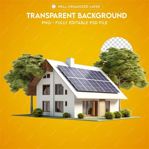 Psd house with solar panel transparent png | Premium AI-generated PSD