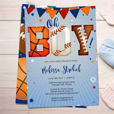 baby shower invitations sports theme