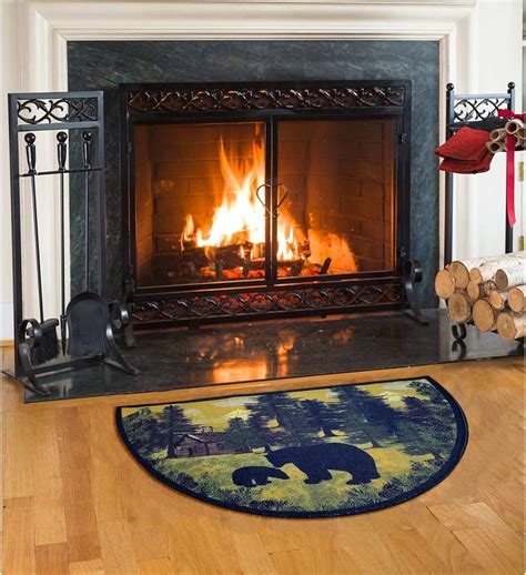 Amazon.com: Kinlop Winter Half Round Hearth Rug Birch Bear Non Skid Rug ...