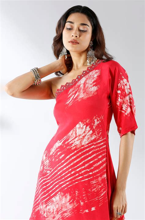 Red One shoulder Two Piece set - Ishnya