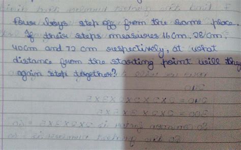 four boys step of from the same place if the place of 16 cm,28 cm, 40 ...