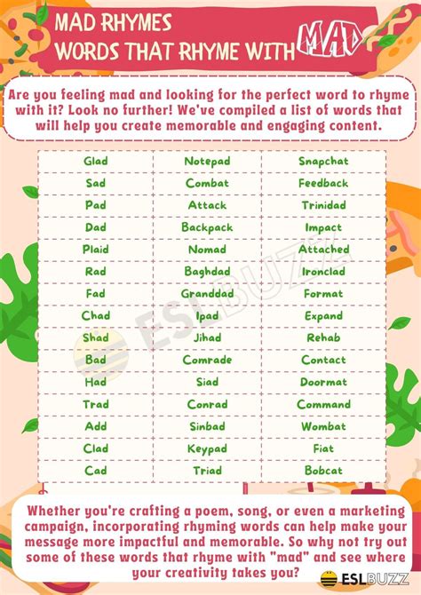 Words that Rhyme with Mad for Great Rhyming Effect - ESLBUZZ