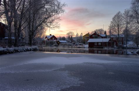 Free Images : landscape, tree, snow, winter, sunset, sunlight, morning, frost, asphalt, village ...