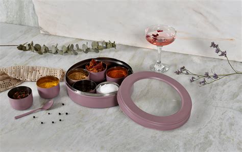 Elan 7 Compartment Multipurpose Air-Tight Stainless Steel Round Colorf ...