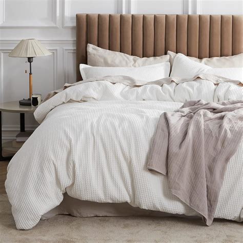 Bedsure Cotton Duvet Cover Full - 100% Cotton Waffle Weave Coconut ...