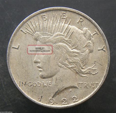 1922 - D Peace Liberty Silver One Dollar Coin