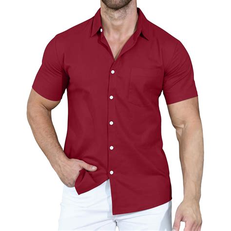 HAOTAGS Mens Short Sleeve Shirts Casual Button Down Tropical Outdoor ...