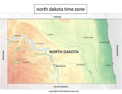 North Dakota Time Zone Map | US Time Zone Map North Dakota