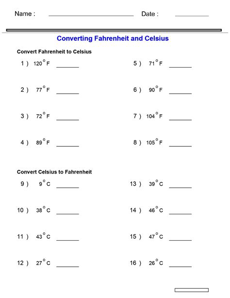Temperature Conversion Worksheet 的图像结果