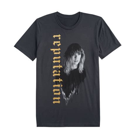 Dark Grey Tour Tee With Reputation in Gold | Taylor swift shirts ...