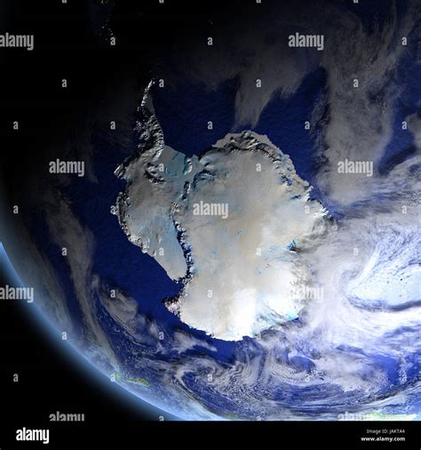 Antarctica from space. 3D illustration with detailed planet surface. Elements of this image ...