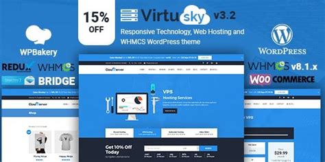 VirtuSky v3.2 | 响应式虚拟主机和WHMCS WordPress主题-WP建站