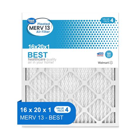 Great Value; 16x20x1; MERV 13 BEST HVAC Air and Furnace Filter ...