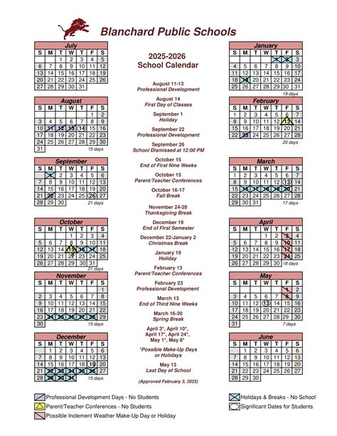 Blanchard Public School OK Calendar 25-26 Revised [pdf] - EduCounty