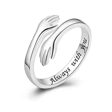 University Trendz Always With You Silver Stainless Steel Hug Ring ...