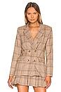 MAJORELLE Rhea Blazer in Tan Plaid | REVOLVE