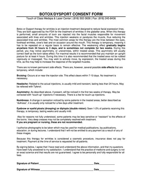 Touch Of Class Med Spa and Laser - Blank Fillable Template | Fill Out ...