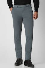 Buy Men Grey Solid Slim Fit Trousers Online - 39629772 | Van Heusen