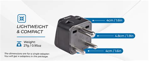 OREI UK to India Adapter Plug - 2 in 1 Type D US to India Converter ...