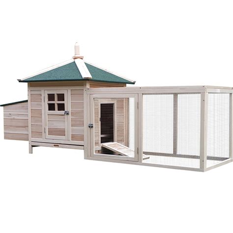 JERFIT 77 Inch Large Wooden Chicken Coop with Outdoor Run, Nesting Box & Ramp, Weather-Resistant ...