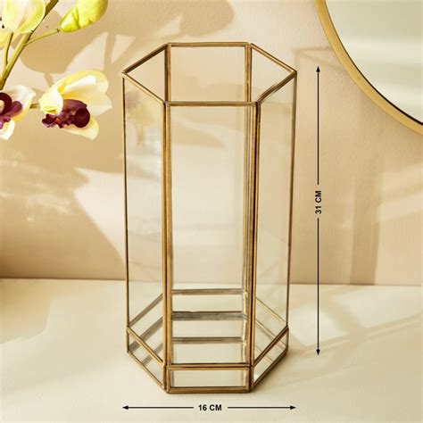 Buy Splendid Gold Rush Metal Hurricane Candle Holder from Home Centre ...