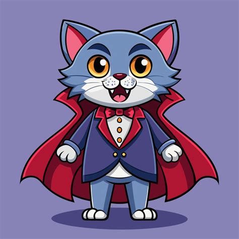 Sweet cat dracula vampire with cape cartoon vector illustration ...