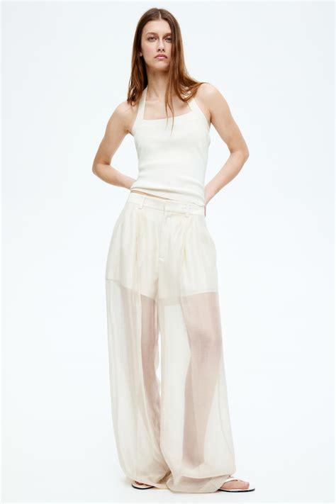 Fine-knit halterneck top - White - Ladies | H&M IN