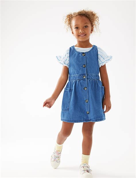 Buy 2pc Pure Cotton Pinafore Outfit (2-7 Yrs) at Marks & Spencer