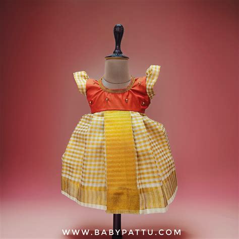 Orange colour checks pattern kerala cotton frock -🌾🌾 || Vishu Collecti ...