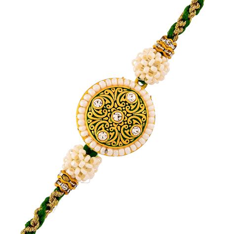 VOYLLA Faux Pearls Embellished Thread Rakhi For Brother|Pack Of 1|Rakhi ...