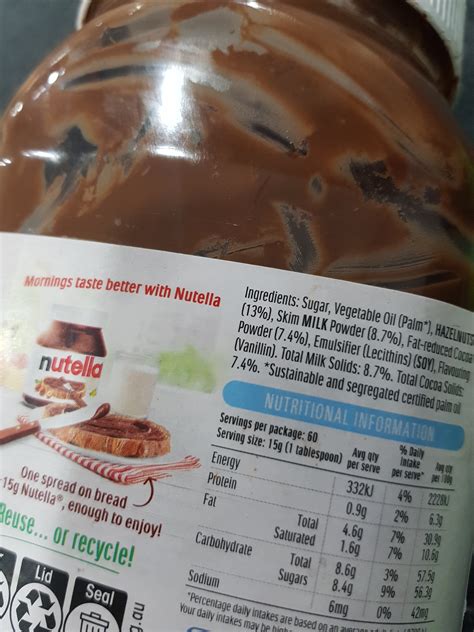 Nutella Label Ingredients