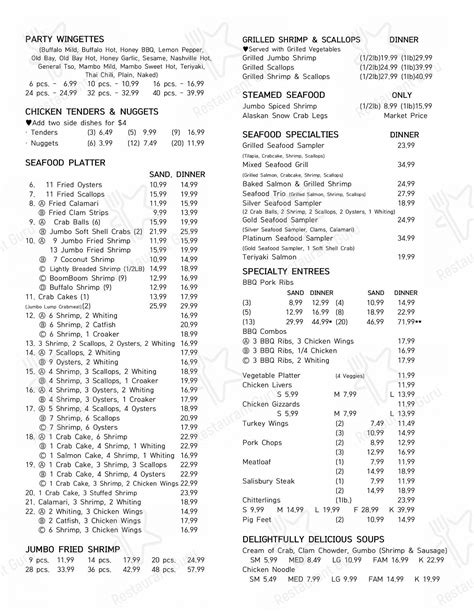 Menu at Mid Atlantic Seafood restaurant, Takoma Park, New Hampshire Ave