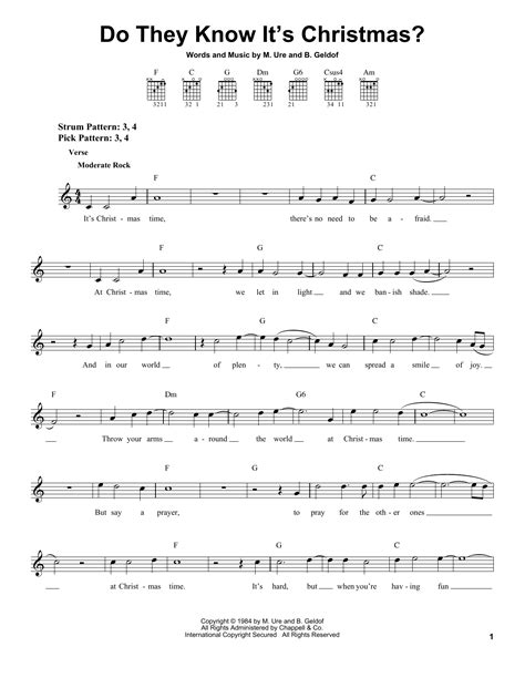 Do They Know It's Christmas? von Band Aid Noten zum Gitarre, leicht bei ...