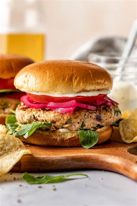 Juicy Ground Chicken Burgers with Garlic Mayo - Well Seasoned Studio