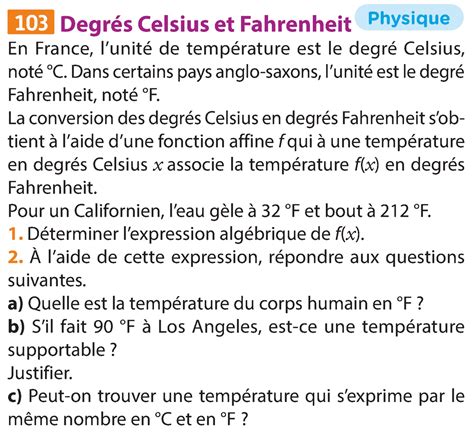 Croissance linéaire - Exercice de synthèse n°103 : Degrés Celsius et ...