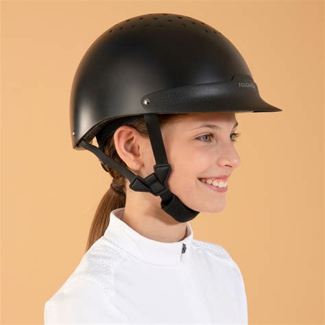 Horse Riding Helmet - 100 Black - Graphite black - Fouganza - Decathlon