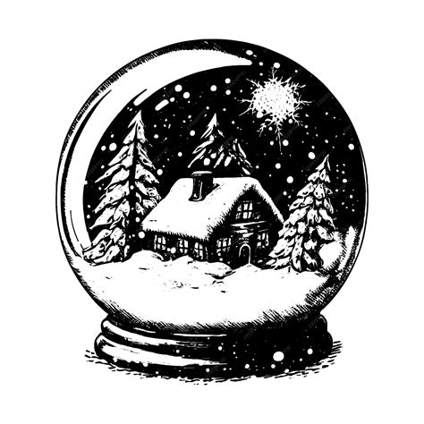 Premium Vector | Hand drawn vector illustration christmas snow globe ...