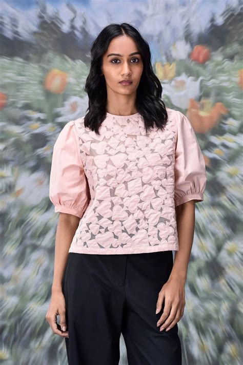 PlayingCard casual semi fit top for women - puff sleeve lace | Stylera
