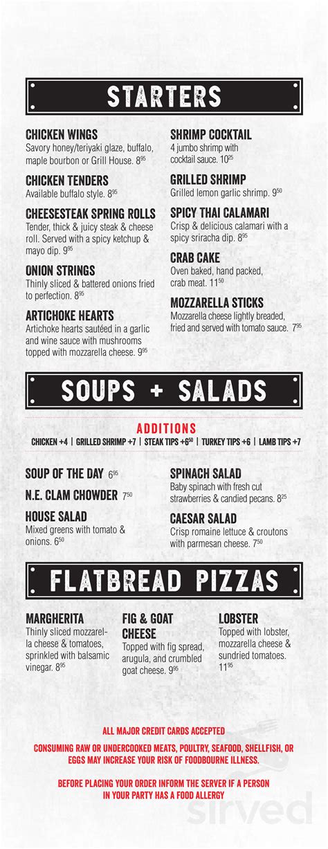 Menu - Saugus MA's Route 1 Grill House | Sirved