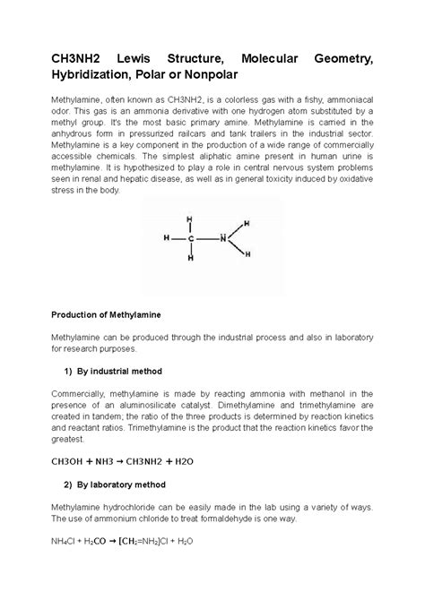 Geometria Molecular Nh2cl CH3NH2 Lewis Structure, Molecular Geometry,