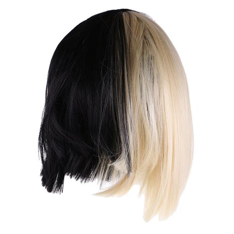 ⚡️Buy Maxbell Straight Half Black Blonde Wig 2 Tone Shoulder Length ...