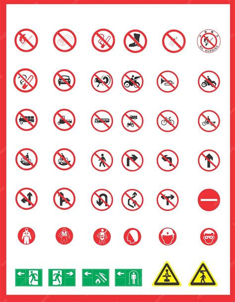 Prohibition signs no entry restriction and warning signage | Premium Vector