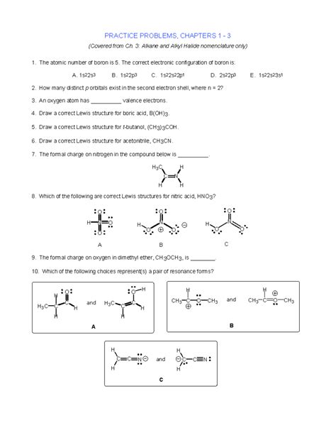 Practice Problems - Introduction to Organic Chemistry - PRACTICE ...