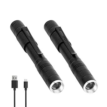Vagocom 2Pack LED Rechargeable Penlight,Pocket Mini Flashlight Small ...