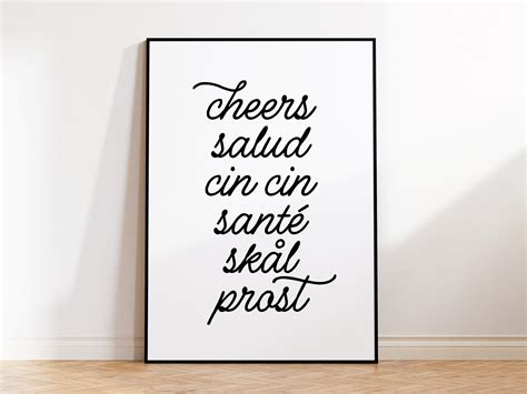 Cheers in Different Languages Printable Poster, Toasts Print, Dining ...