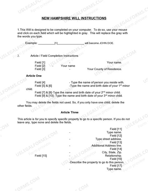 New Hampshire Mutual Wills or Last Will and Testaments for Man and ...